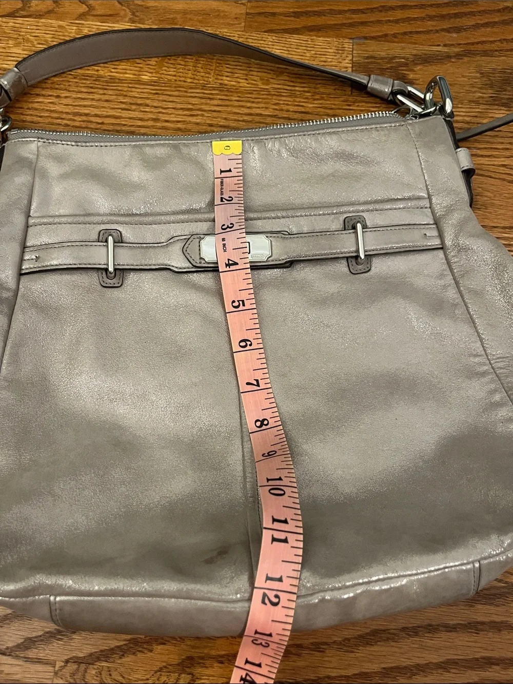 Coach Chelsea Ashlyn Pewter Metallic Pebbled Leather Hobo Shoulder Bag No18696